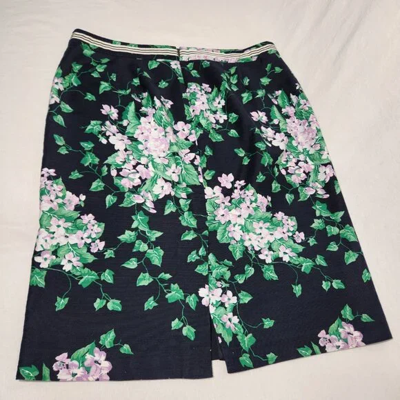 TALBOTS The Oprah Magazine Feminine Romantic Preppy Blue Floral Skirt Size 12. - Picture 6 of 16